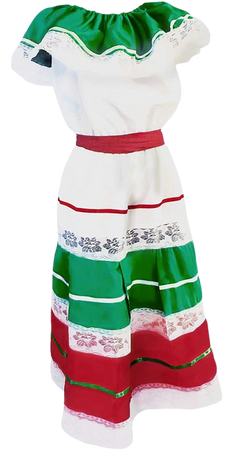 Women's Traditional Cinco de Mayo Fiesta Dress Costume White: Clothing