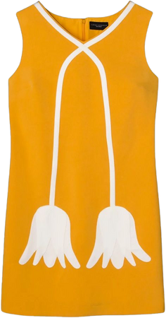 white floral orange mod dress