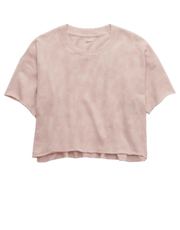 Aerie Sunset Terry Fleece Cropped Short Sleeve Sweatshirt