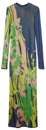 Petite Slinky Jacquard Long Sleeve Knitted Maxi Dress | Karen Millen