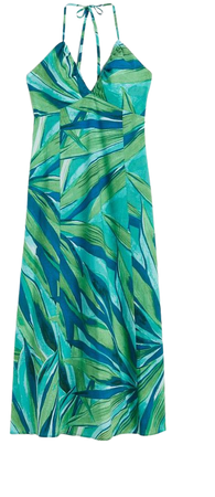 Cotton Halterneck Dress - Turquoise/patterned - Ladies | H&M US