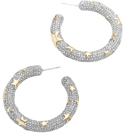 Celeste Earrings - Clear/Gold – Crystal star hoop earrings – BaubleBar