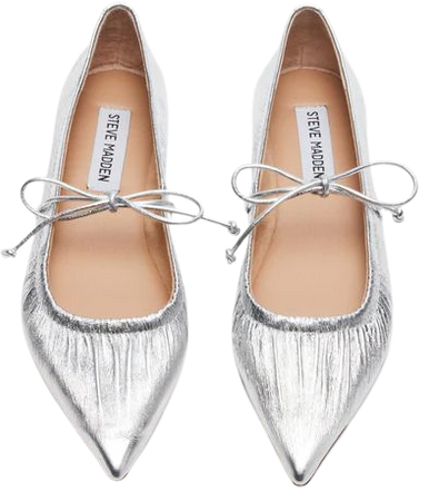 SARELLA Silver Leather Pointed Toe Mary Jane | Women's Flats – Steve Madden