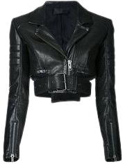 cropped belted leather moto jacket