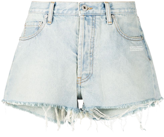 Shop Off-White bleached frayed denim shorts with Express Delivery - FARFETCH