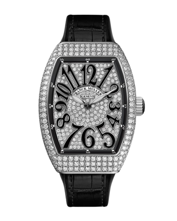Franck Muller Lady Vanguard Diamond Watch w/ Alligator Strap, Black | Neiman Marcus