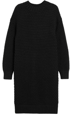 Black oversized knitted midi dress - Black - Monki WW