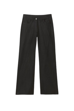 Regular Fit Linen Blend Trousers - Black - Weekday WW