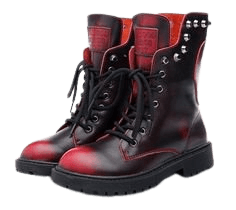 Black and red combat boots