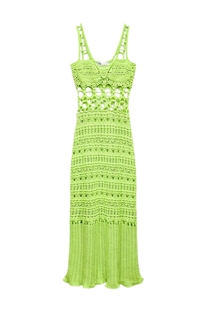 CROCHET KNIT DRESS LIMITED EDITION - Lime green | ZARA United States