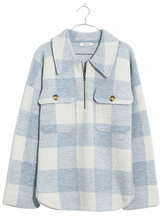 Boiled Wool Half-Zip Popover Sweater in Buffalo Check