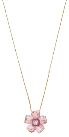 gold and pink flower necklace