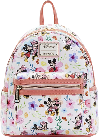 Amazon.com: Loungefly Disney Mickey Minnie Mouse Mini Backpack Handbag AOP Floral : Clothing, Shoes & Jewelry
