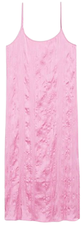 Pink crinkled satin sleeveless dress - Bubblegum pink - Monki WW