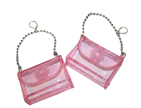90s Pink Purse Earrings big plastic purse earrings 90s daisy | Etsy