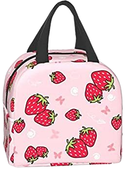 Amazon.com: Kawaii Strawberry Pink Lunch Box for Girls Women Picnic Tote Bag Reusable Aesthetic Washable Thermal Insulated: Home & Kitchen