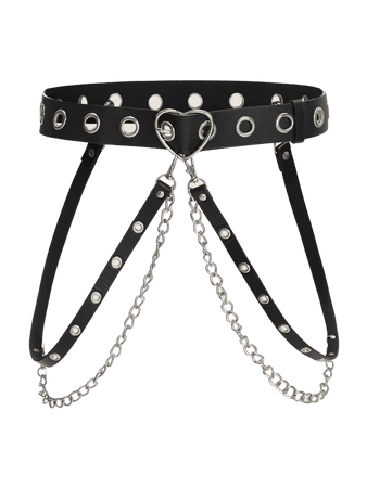 Chain & Eyelet Decor Heart Buckle Belt | SHEIN USA