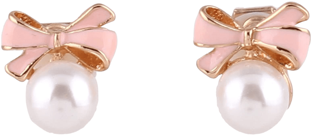 Amazon.com: GRACE JUN Gold Plated bow-knot shape Pearl Clip on Earrings No Pierced for Women Ear Clip (Pink): Jewelry