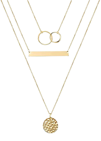 Amazon.com: Dainty Interlocking Circles Necklace Bar Hammered Disc Necklace 14K Gold Simple Necklace Women Jewelry Layered Necklace Gold Choker Necklaces for Women: Clothing