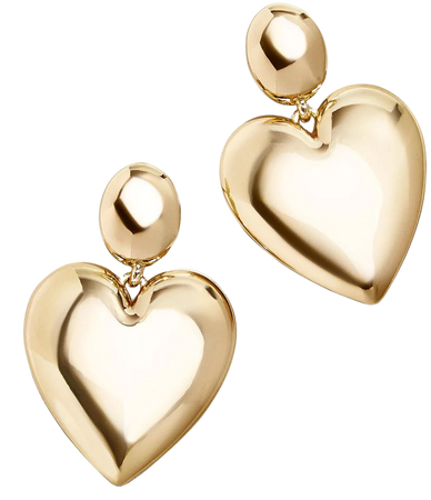 Sheri Earrings - Gold – Gold heart drop statement earrings – BaubleBar