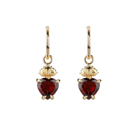 The Sacred Heart Garnet Earrings - Gold – REGALROSE