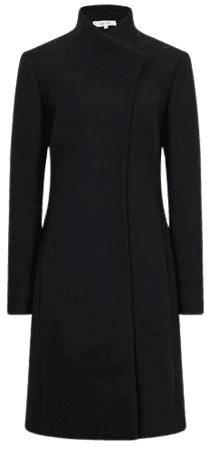 Reiss Black Mia Regular Wool-Blend Mid Length Coat | REISS USA