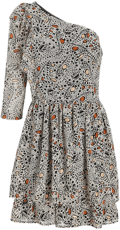 Rachel Zoe Printed One Shoulder Ruffle Mini Dress | Express