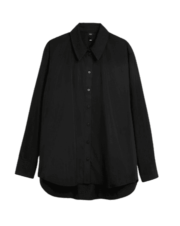 Black oversized poplin shirt | River Island