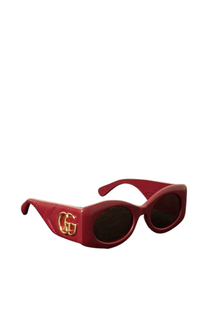 Red Square-frame embellished quilted leather sunglasses | Gucci | NET-A-PORTER