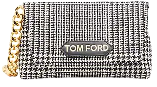 Shop TOM FORD Prince Of Wales Check Wool Clutch-On-Chain | Saks Fifth Avenue