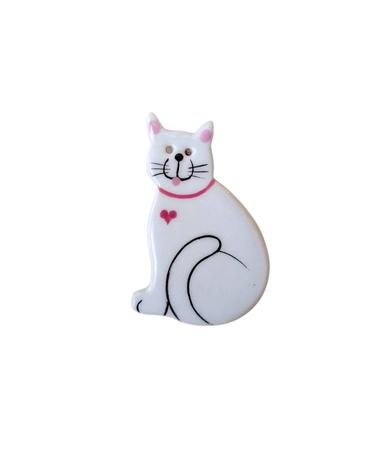 Vintage 80s 90s Heart Cat cats pink accents cute Brooch | Etsy