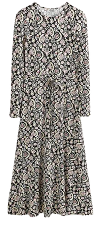 Skirt Seam Detail Midi Dress - Black, Tropic Charm | Boden US