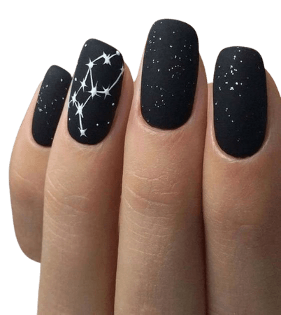 Black Matte Galaxy Nails