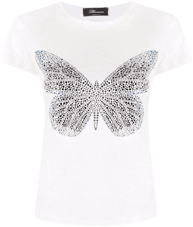 Blumarine butterfly-embellished T-shirt - Farfetch