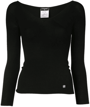 Chanel Pre-Owned 2002 Knitted V-Neck Top Vintage | Farfetch.Com