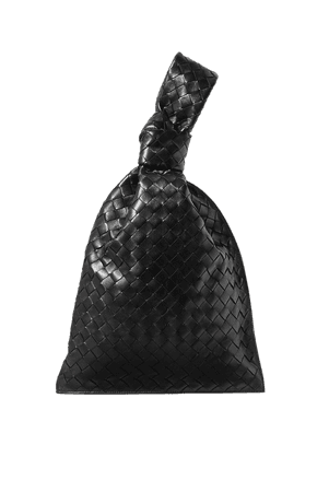 Black BV Twist knotted intrecciato leather clutch | Bottega Veneta | NET-A-PORTER