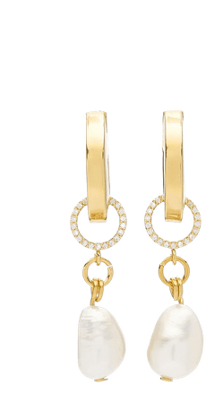 Breaker Convertible Pearl 14k Gold-Plated Petite Hoop Earrings By Mounser | Moda Operandi
