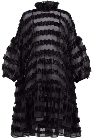 Cecilie Bahnsen - Belle Tassel Fil Coupe Organza Dress - Womens - Black
