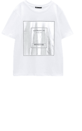 SHINY TEXT T-SHIRT - Silver | ZARA United States