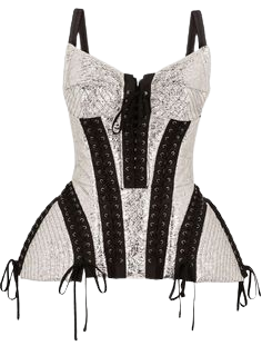 silver white black corset top