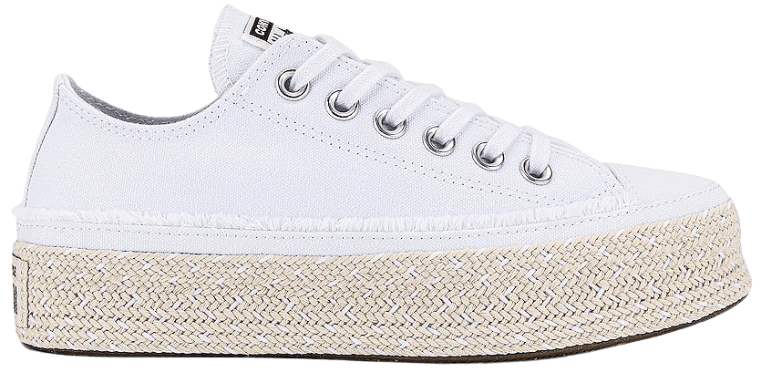 Converse Chuck Taylor All Star Espadrille Sneaker in White, Black, & Natural | REVOLVE