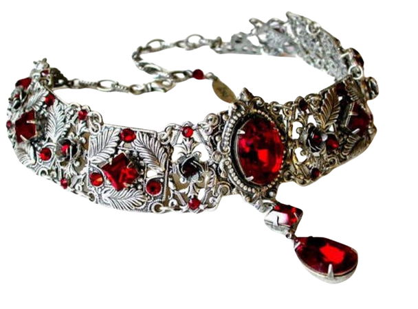 Red Gothic Choker - Gothic Jewelry - Victorian Swarovski Bridal Choker - Bridal Necklace - Red Wedding Necklace - Red Wedding Jewelry
