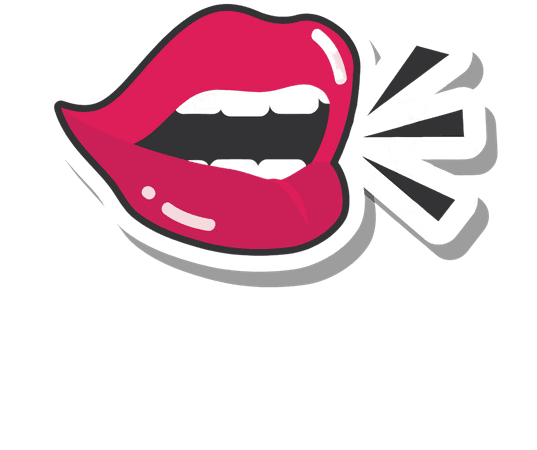 Pop art mouth and lips talking sticker line Vector Image