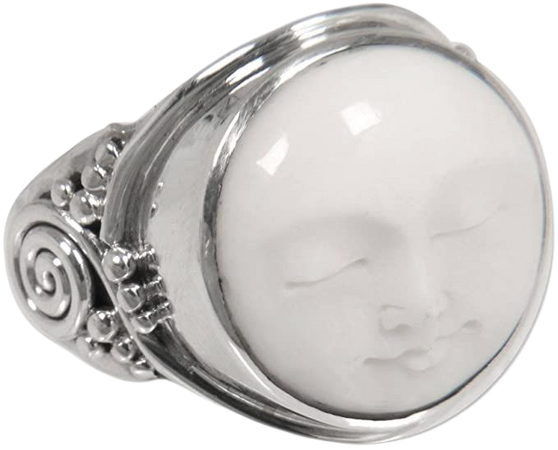 NOVICA .925 Sterling Silver Handcrafted Cocktail Ring 'Face of the Moon': Jewelry