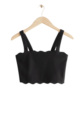 Scalloped Crop Top - Black - Tops & T-shirts - & Other Stories US