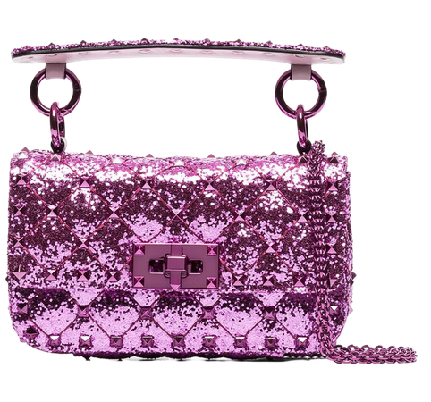 Valentino Garavani Mini Spike glitter-effect Bag - Farfetch