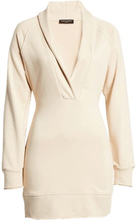 Naked Wardrobe Shawl Collar Long Sleeve Minidress | Nordstrom