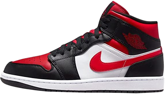 Amazon.com | Nike Men's Air Jordan 1 Mid Sneaker, White/Black-red, 10.5 | Basketball