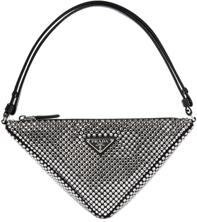 Prada - Triangle embellished satin pouch | Mytheresa