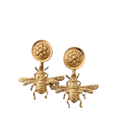 gold bee pendant earrings